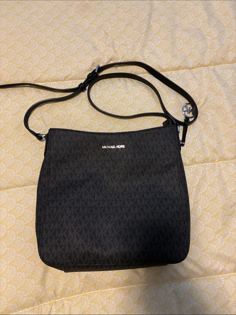 MICHAEL KORS Black Logo-Print Crossbody Bag